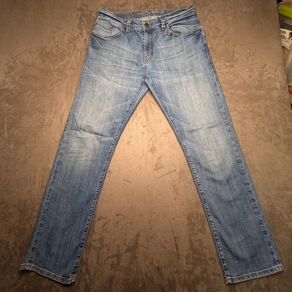 Mavi Jeans Men 33x32 Blue Slim Straight Medium Wash Embroidered Pockets